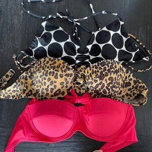 Lot of 3 Victoria's Secret 34B Halter Bikini Tops & Bonus Bottom